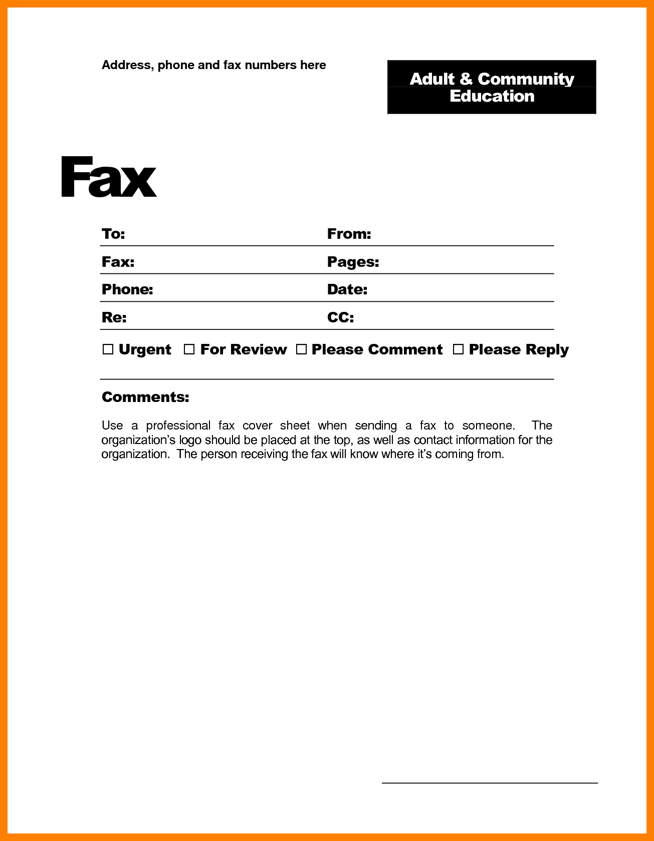 Fax Cover Sheet Template Word Printable - Online Cover Letter Library
