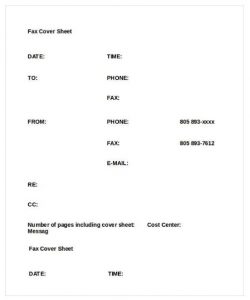 Basic Fax Cover Sheet Word Template