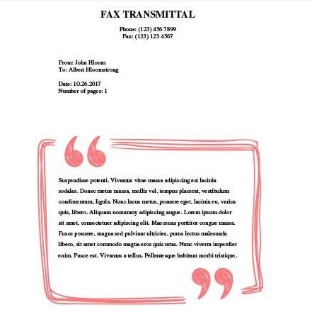 Speech bubble fax cover sheet