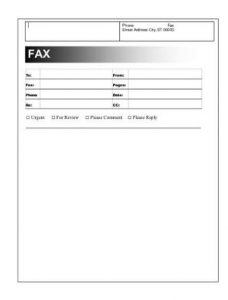 Fax Cover Letter Word Template