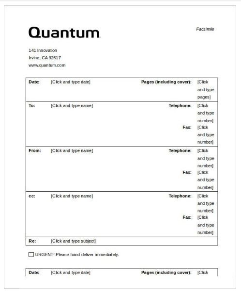 Quantum Fax Cover Sheet Word Template
