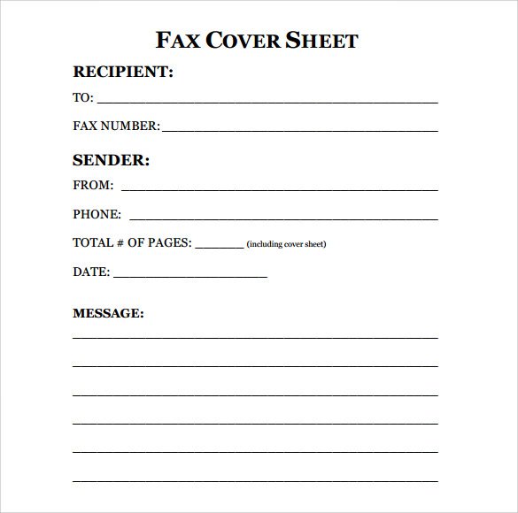 fax cover sheet examples free download