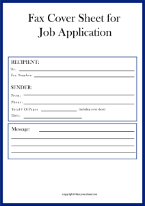Fax Cover Sheet Template for Job Application