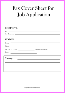 Fax Cover Sheet for Job Application