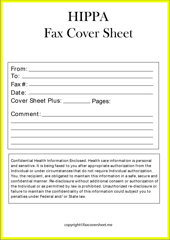 HIPAA Confidentiality Statement for Fax Cover Sheet