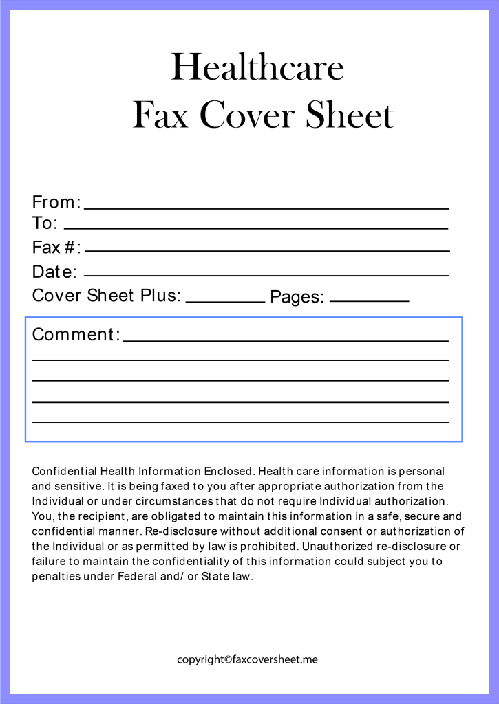Printable Healthcare Fax Cover Sheet Template