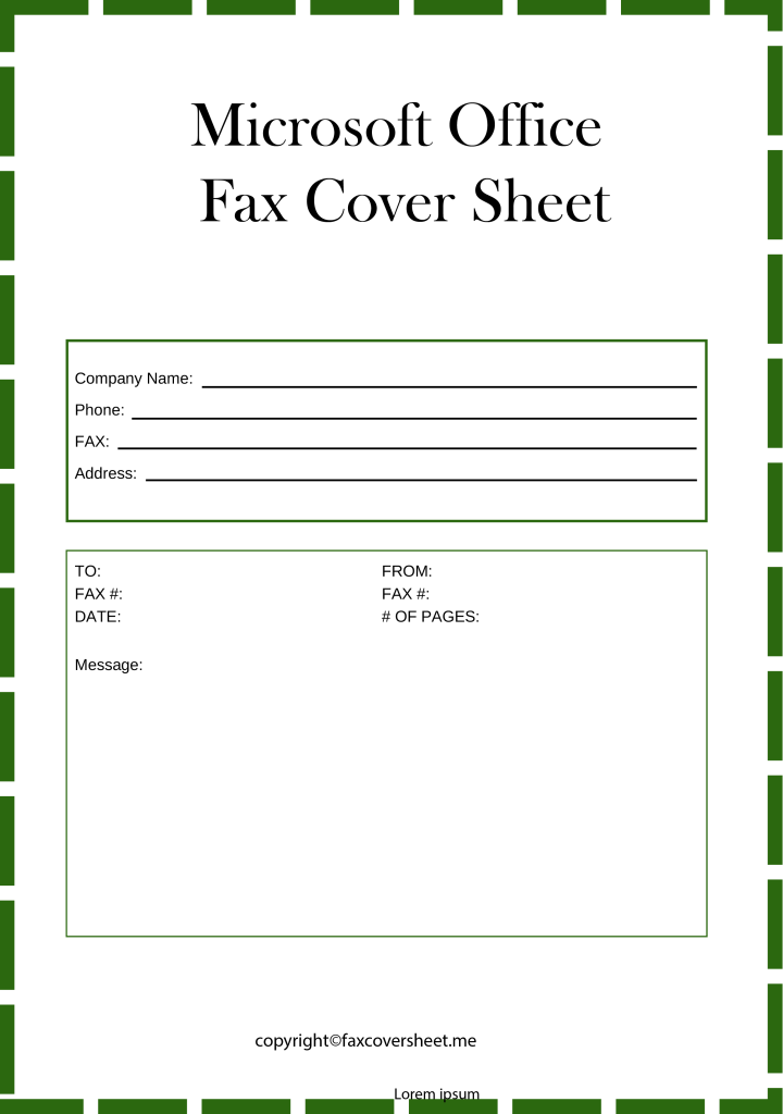 MS Office Fax Cover Sheet Template
