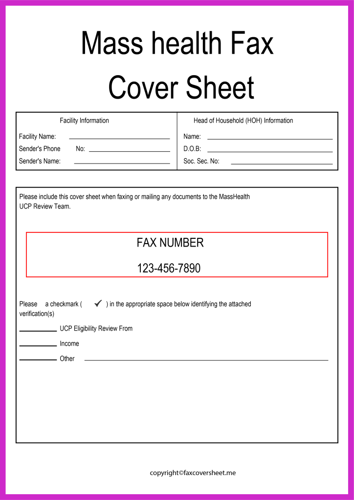 Masshealth Mail Fax Cover Sheet Template
