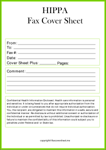 Printable HIPAA Fax Cover Sheet