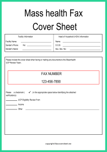 Printable Masshealth Fax Cover Sheet