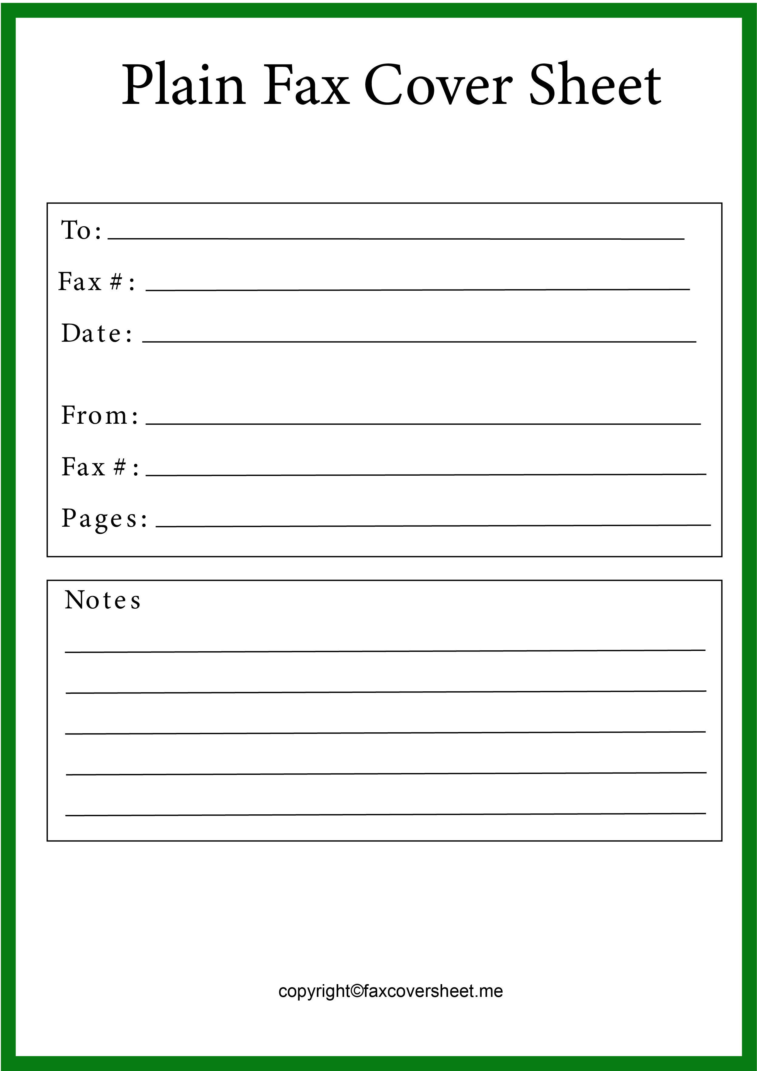 Printable Plain Fax Cover Sheet