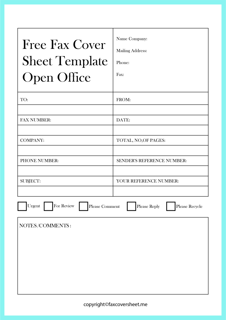 Fax Cover Sheet for Open Office in Word