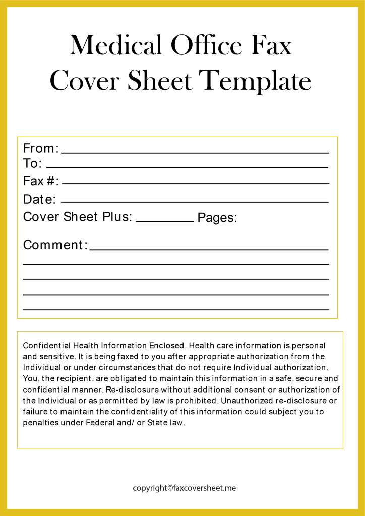 Free Fax Cover Sheet for Medical Office in PDF