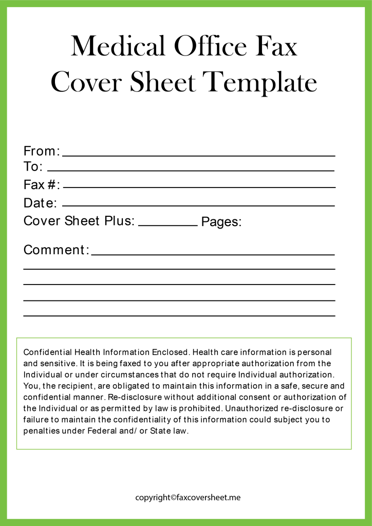 Medical Office Fax Cover Sheet Template