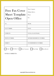 Printable Fax Cover Sheet Template Open Office in PDF