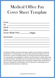 Printable Medical Office Fax Cover Sheet Template