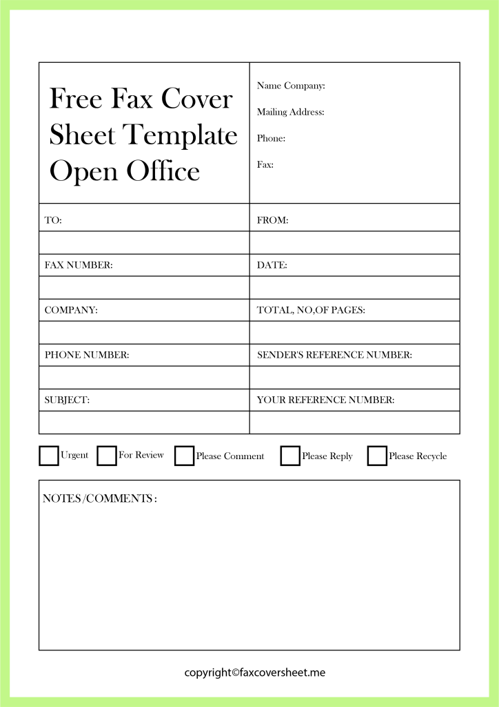 Printable Open Office Fax Cover Sheet