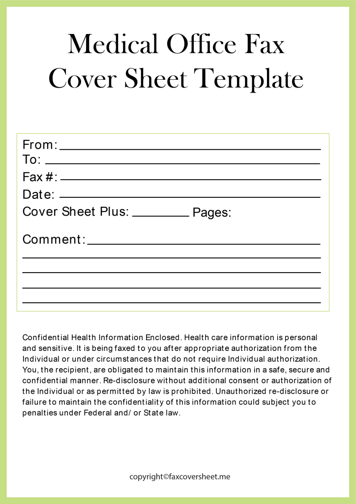 Sample Fax Cover Sheet for Medical Office